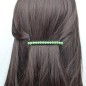 Barrette cheveux fine 8cm, perles nacrées - vert