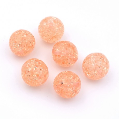 Lot de 6 perles rondes polyrésine - rose poudré
