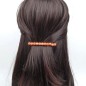 Barrette cheveux 8cm, perles marbrées 8mm - orange Barrette cheveux 8cm, perles marbrées 8mm - orange