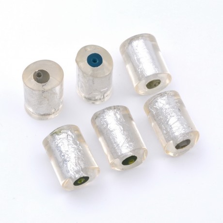 Lot de 6 perles cylindriques polyrésine - transparent