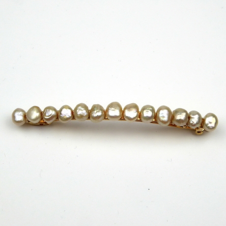 Barrette cheveux perles eau douce 8cm - beige