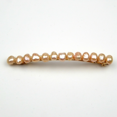 Barrette cheveux perles eau douce 8cm - nude