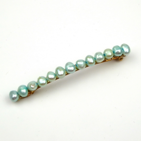 Barrette cheveux perles eau douce 8cm - bleu ciel