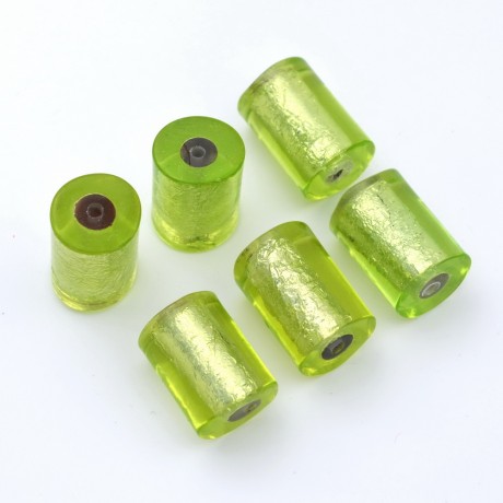 Lot de 6 perles cylindriques polyrésine - vert