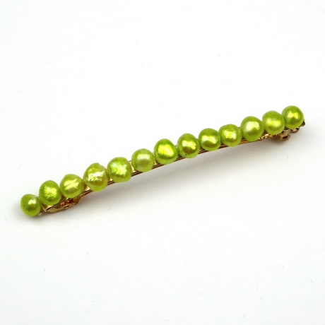 Barrette cheveux perles eau douce 8cm - vert