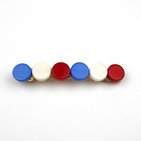 Barrette cheveux perles rondes plates 7cm - tricolor