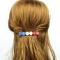 Barrette cheveux perles rondes plates 7cm - tricolor