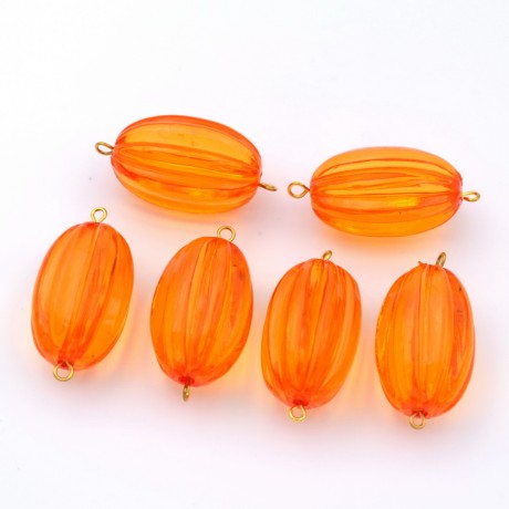 Lot de 6 perles ovales acrylique - orange