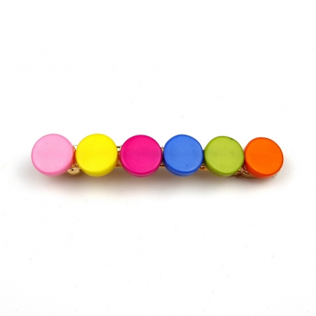 Barrette cheveux perles rondes plates 7cm - multicolor
