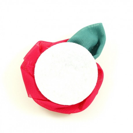 Fleur avec feuille en tissu 6cm - Fuchsia