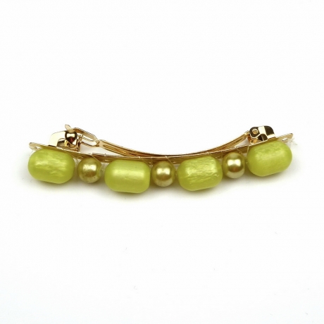 Barrette cheveux perles 8cm - jaune