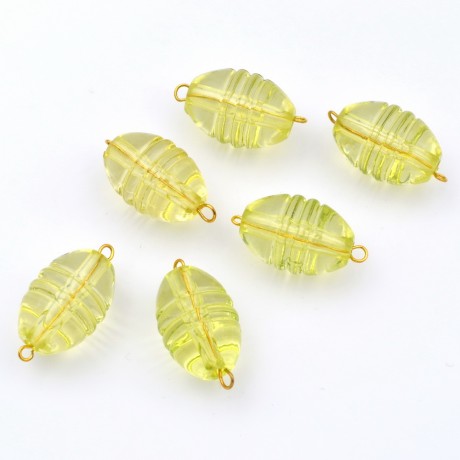 Lot de 6 perles ovales acrylique - jaune vert