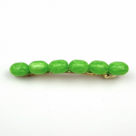 Barrette cheveux perle ovale 8cm - vert