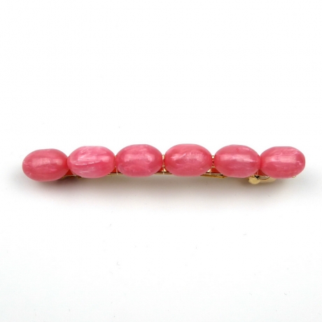 Barrette cheveux perle ovale 8cm - rose