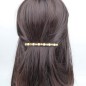 Barrette cheveux longue perle facette 10cm - doré beige