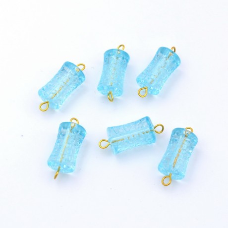 Lot de 6 perles cylindrique en acrylique - bleu