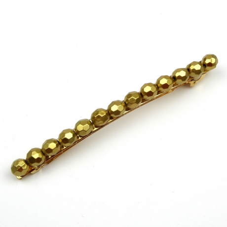 Barrette cheveux longue perle facette 10cm - doré