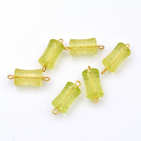 Lot de 6 perles cylindrique acrylique - jaune vert