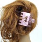 Pince cheveux plate motif coeur et strass 8cmx6.2cm - rose