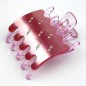 Pince cheveux plate strass 8cmx6.2cm - vieux rose