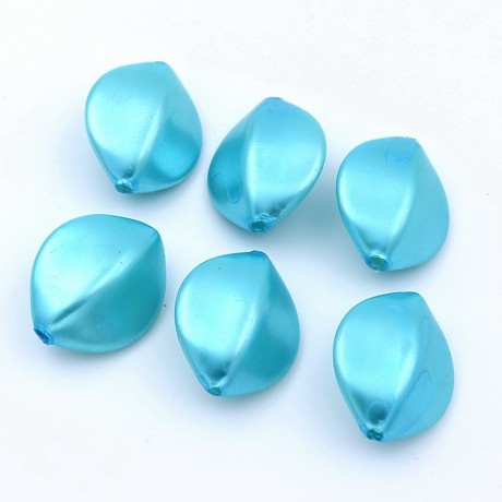 Lot de 6 perles polygonales acrylique nacrées - turquoise