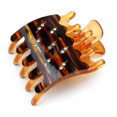 Pince cheveux clip strass 8cmx6.2cm - marron