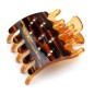 Pince cheveux plate strass 8cmx6.2cm - marron