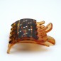 Pince cheveux plate strass 8cmx6.2cm - marron