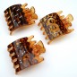 Pince cheveux plate strass 8cmx6.2cm - marron