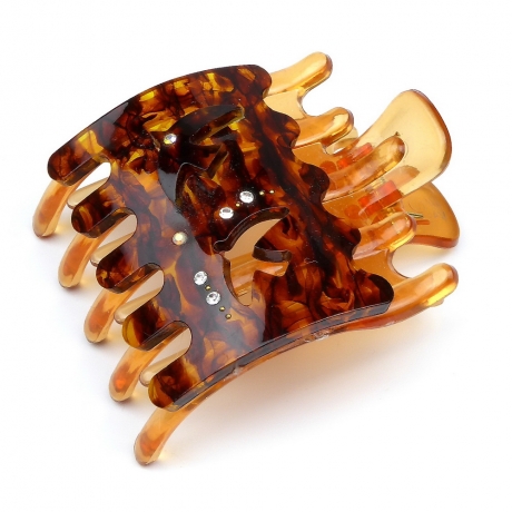 Pince cheveux clip motif oiseau et strass 8cmx6.2cm- marron