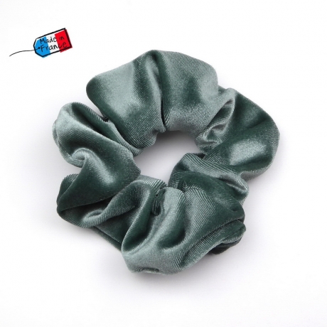 Gros chouchou velours 13cm - vert gris