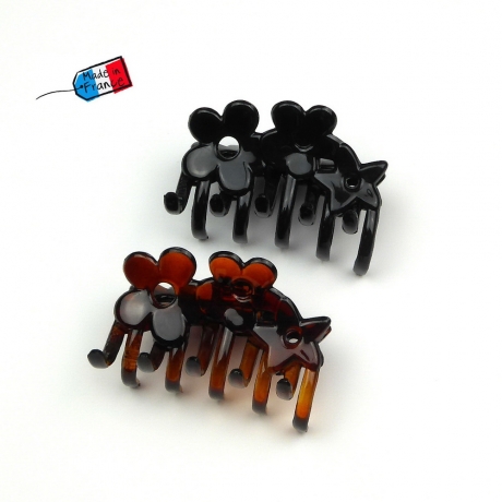Pince cheveux fleur Fabrication française 6cm - marron
