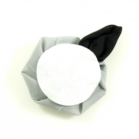 Fleur avec feuille en tissu 6cm - Gris