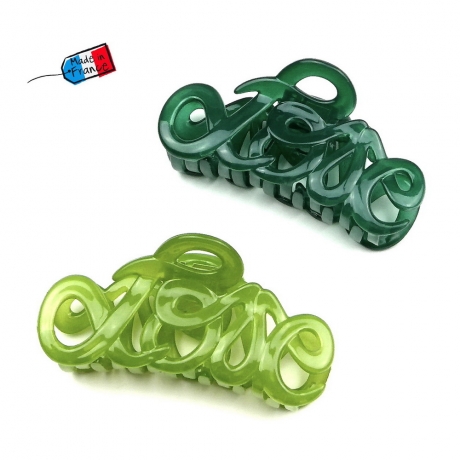 Pince cheveux "Love" Made in France 8.5cm - vert émeraude
