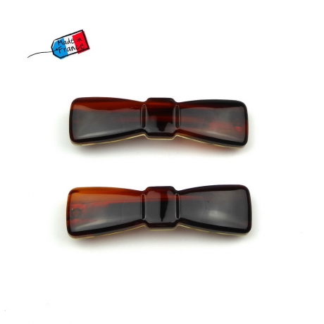 Lot de 2 barrettes cheveux Fabrication française 6.4cm - marron