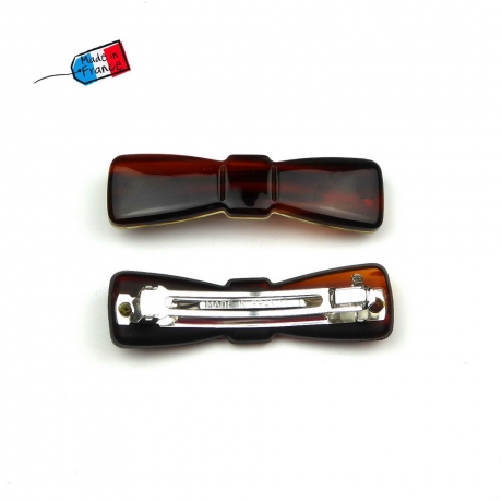 Lot de 2 barrettes cheveux Fabrication française 6.4cm - marron