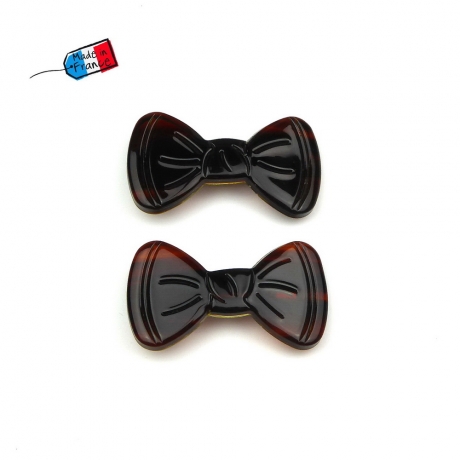 Lot de 2 barrettes cheveux Fabrication française 4.9cm - marron