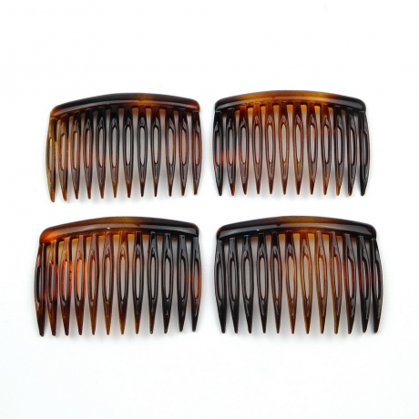 Lot de 4 peignes de côté demi blond Made in France 6.5cm - marron