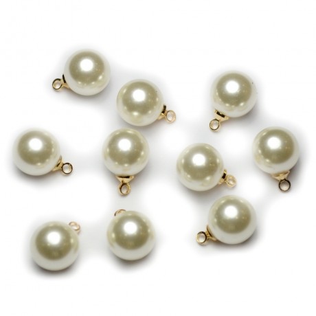 Lot de 10 perles pendentif 10mm ivoire