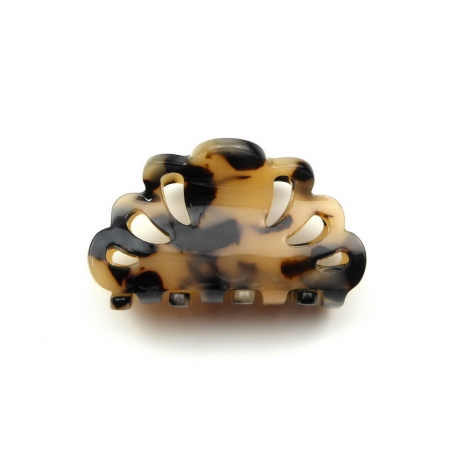 Pince cheveux 5cm motif écaille de tortue -  beige noir