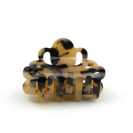 Pince cheveux 5cm motif écaille de tortue -  beige noir
