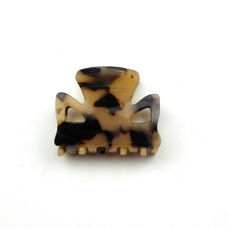 Pince cheveux 3.8cm motif écaille de tortue - beige noir