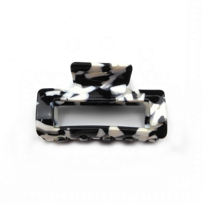 Pince cheveux en acétate motif écaille de tortue - noir blanc
