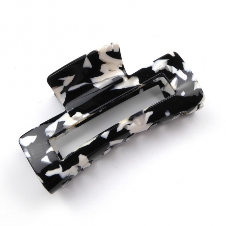 Grande pince à cheveux 9.7cm motif écaille de tortue - noir blanc