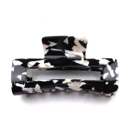 Grande pince à cheveux 9.7cm motif écaille de tortue - noir blanc