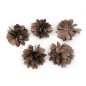 Lot de 5 petites fleurs en tissu satin - beige foncé
