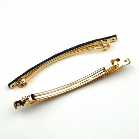 Barrette cheveux longue 10cm chaine strass noir - noir