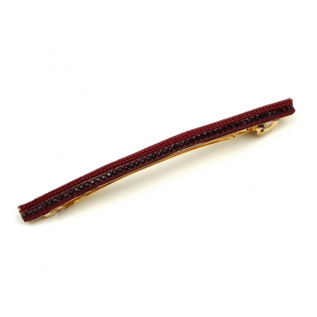 Barrette cheveux longue 10cm chaine strass - rouge foncé