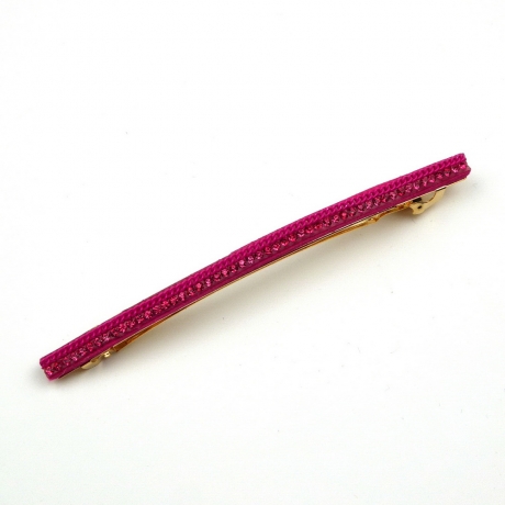 Barrette cheveux longue 10cm chaine strass - fushia