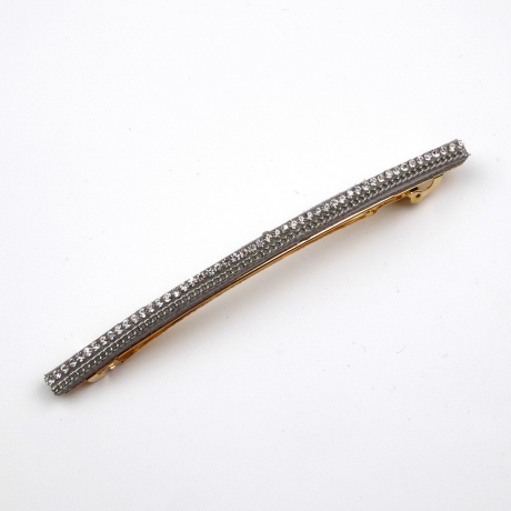 Barrette cheveux longue 10cm chaine strass - gris
